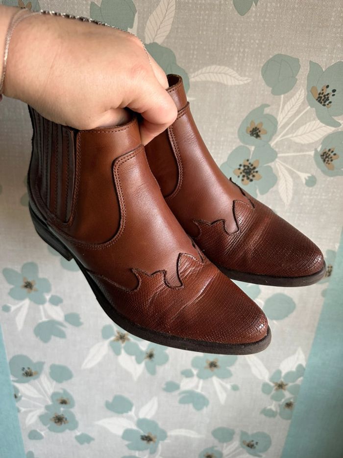 Bottines marrons en cuir pointure 39 - photo numéro 14
