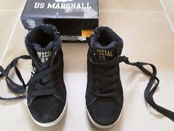 Bottines hiver noir/léopard fille US MARSHALL en 26