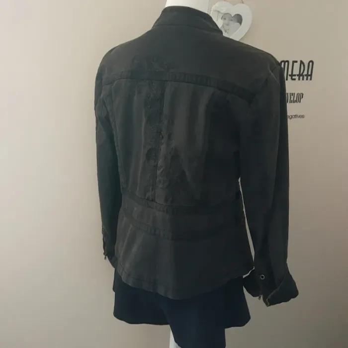 Blouson femme gris en toile coton qualité coupe perfecto Marque Hep taille 3 - photo numéro 5
