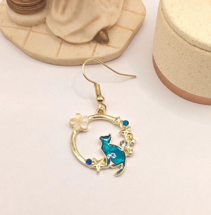 Boucles d'oreilles pendantes Chat