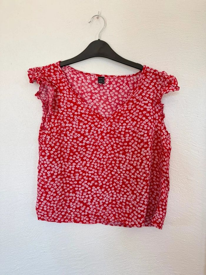 Blouse débardeur rouge blanche femme S 36