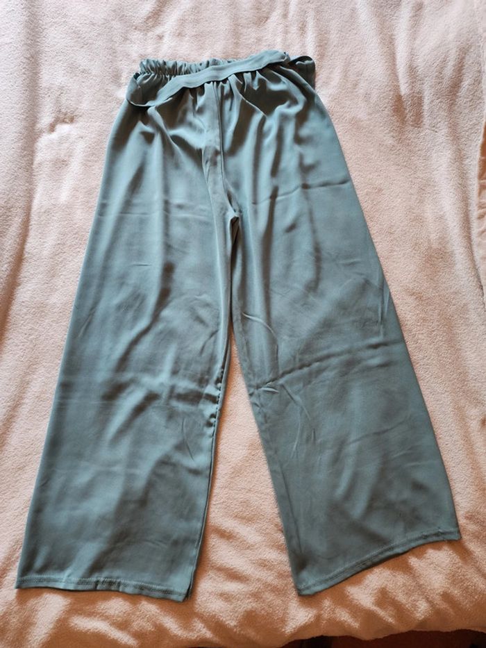 Pantalon à jambes larges / palazzo vert d'eau TU 36/40 - photo numéro 5