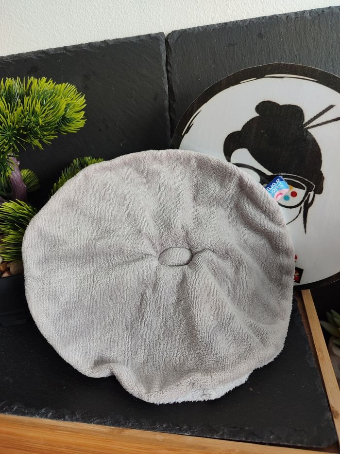 Doudou plat rond mouton robot gris blanc rouge rayure carré sucre d'orge 3166 - photo numéro 2