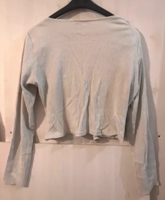 Haut femme Zara top cours été manches longues blancs taille L - photo numéro 2