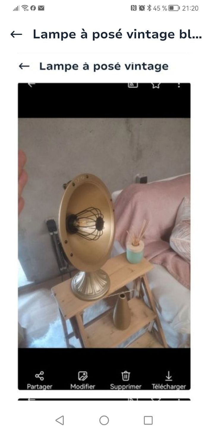 Lampe à posé vintage blanche ou doré - photo numéro 2