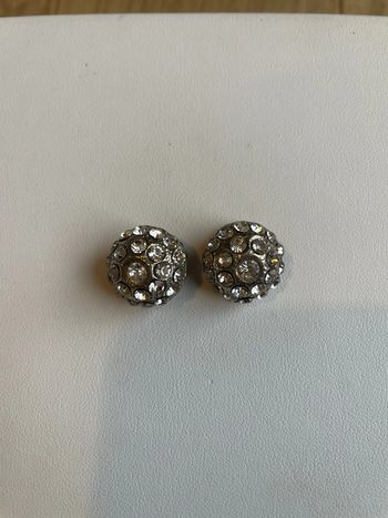 Boucles d’oreilles à clips ronde strass argentées