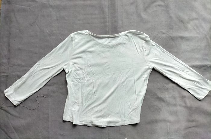 T.shirt manches longues court blanc 14 ans - photo numéro 2