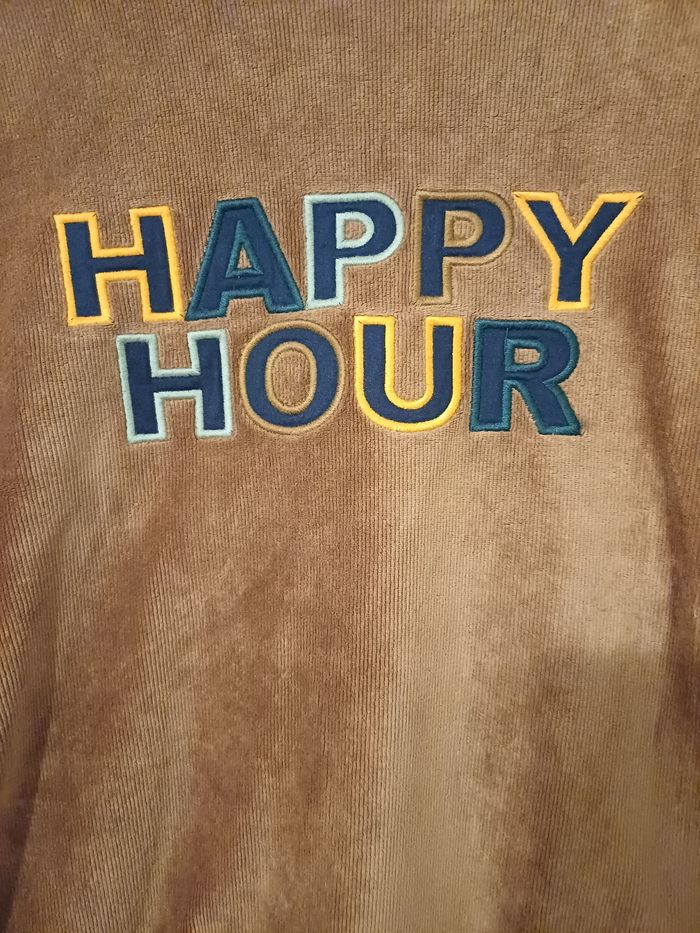 Sweat en velours côtelé à message marron - photo numéro 4