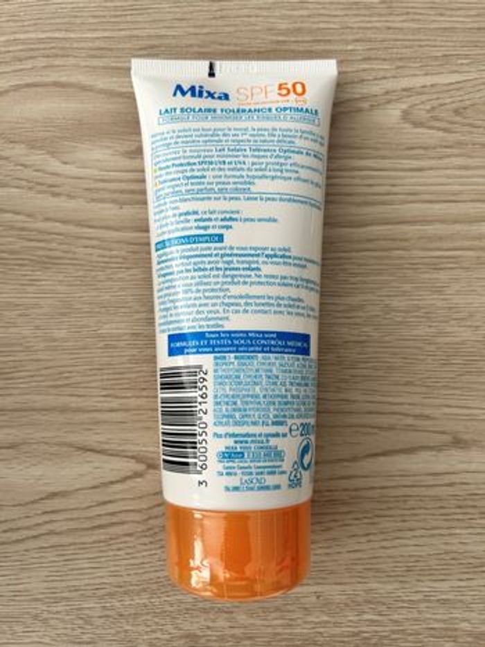 Lait Solaire Peaux Sensibles SPF50 200 Ml MIXA Neuf - photo numéro 2