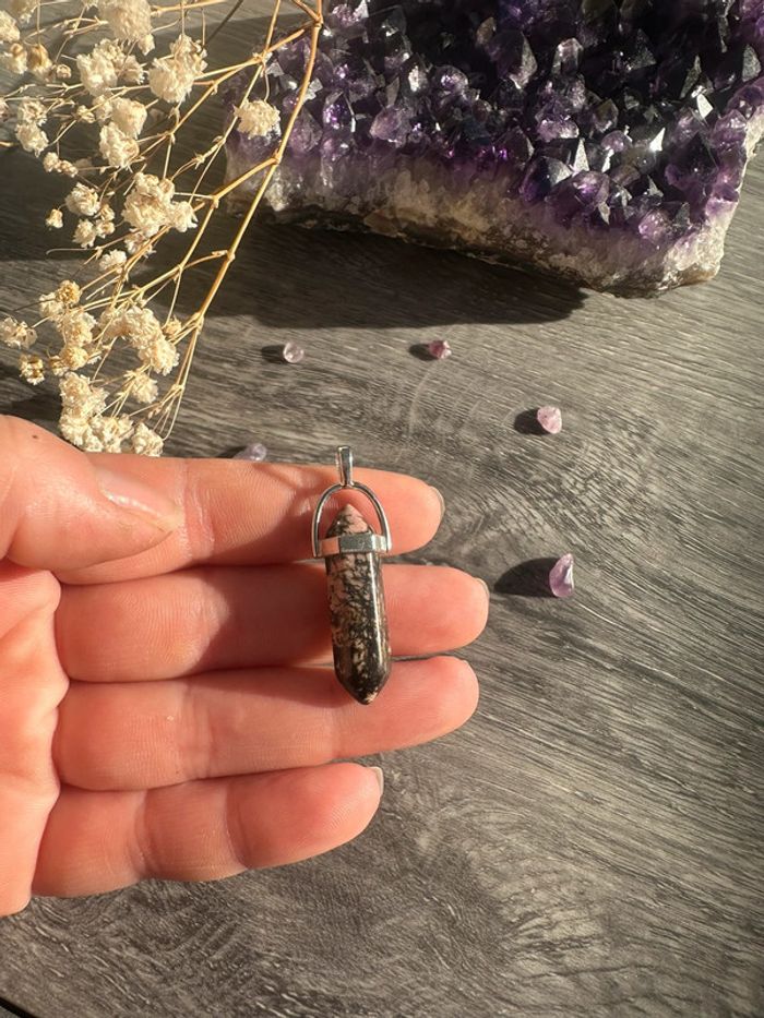Pendentif pendule en Rhodonite véritable - Pierre naturelle - photo numéro 6