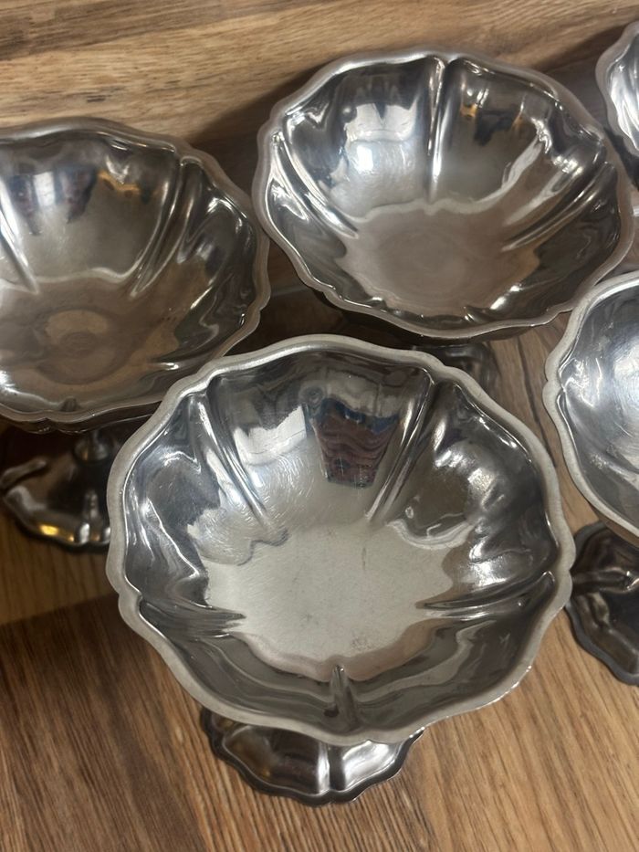 Vintage lot de 5 coupes en inox finement ciselées - photo numéro 5