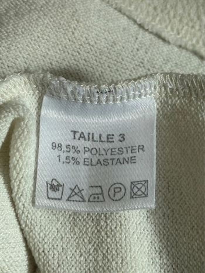 Pull crème avec perles en bois - photo numéro 3