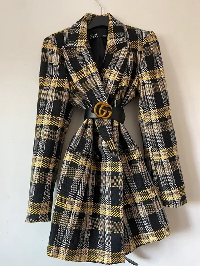 Zara Veste blazer tailleur à carreaux oversize taille S