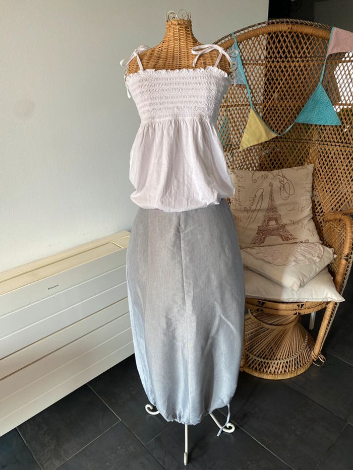 Jupe longue La City gris bleu clair taille 36
