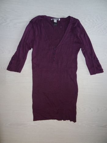 pull MANGO violet manches 3:4 indiqué taille S mais taille petit
