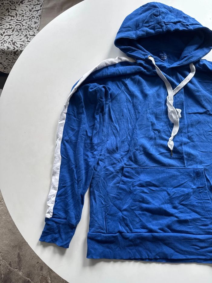 Sweat à capuche bleu bandes blanches – No Boundaries – Taille XS - photo numéro 2