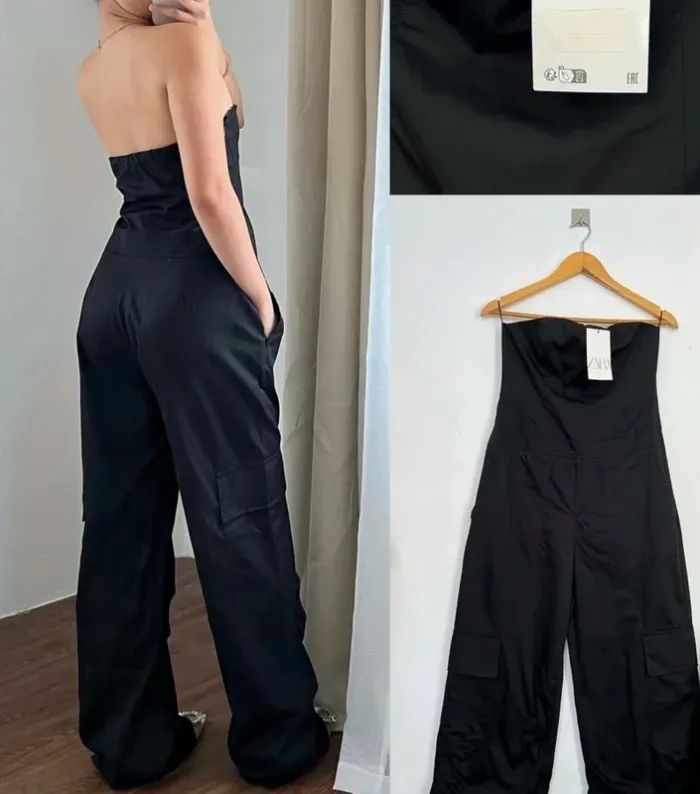 Combi cargo bustier noire T S Zara (petit accroc) - photo numéro 3