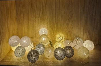 Maison du Monde - Lot de 2 guirlandes lumineuses en coton - Beige, blanc et gris