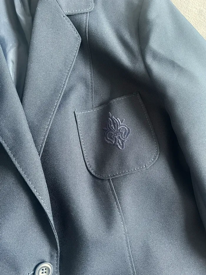 Blazer vintage bleu marine unisexe – écusson brodé – T.40 - photo numéro 2