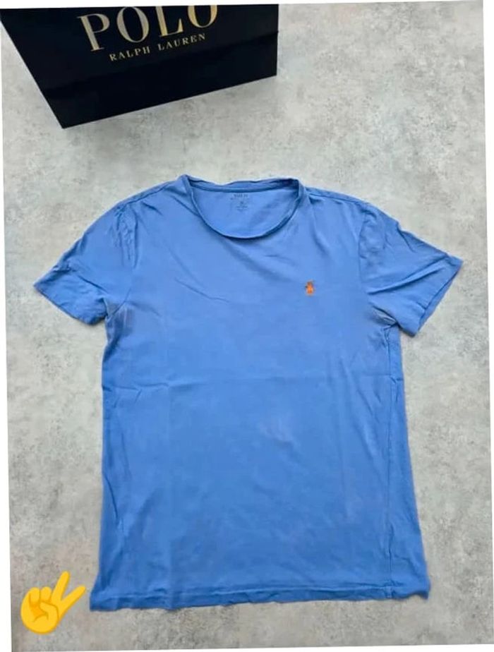 T-shirt Ralph Lauren M coupe col rond bleu Homme Men tee14b - photo numéro 4