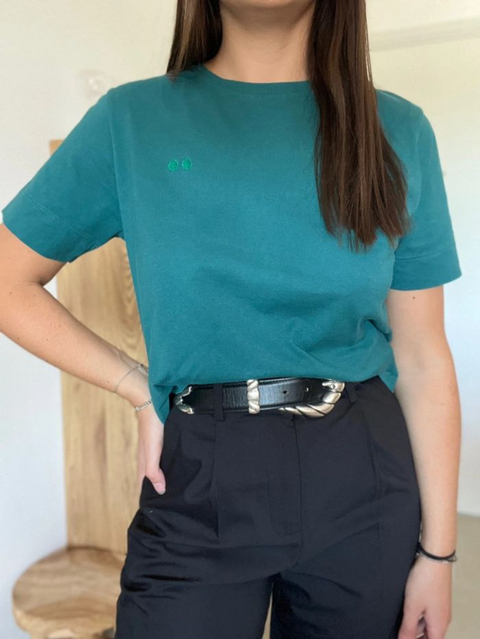 T-shirt bleu/vert canard Camaïeu - photo numéro 3