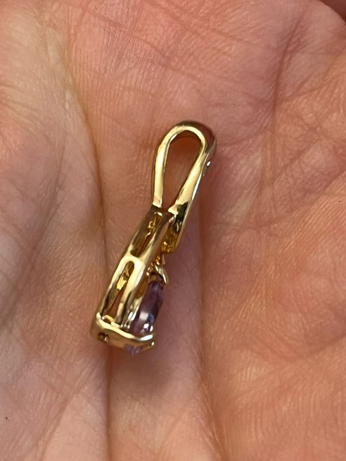 Joli pendentif en métal doré avec pierre violette femme TBE - photo numéro 6