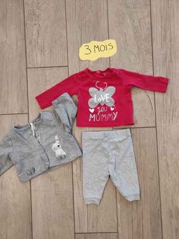 Ensemble 3 pièces fille 3 mois