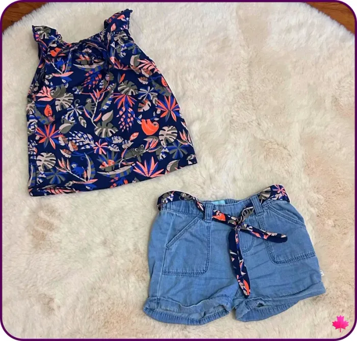 Ensemble été Obaïbi 9 mois | Débardeur et short en jean