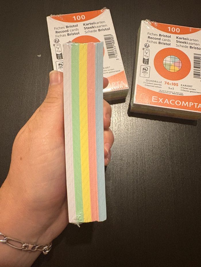 Lot de 3 paquets de 100 mini fiches Bristol - photo numéro 3
