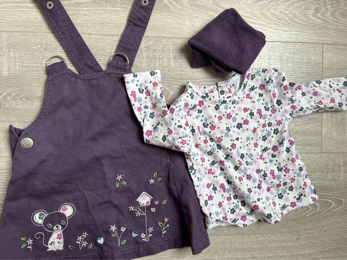 Ensemble robe tablier violet 3 mois