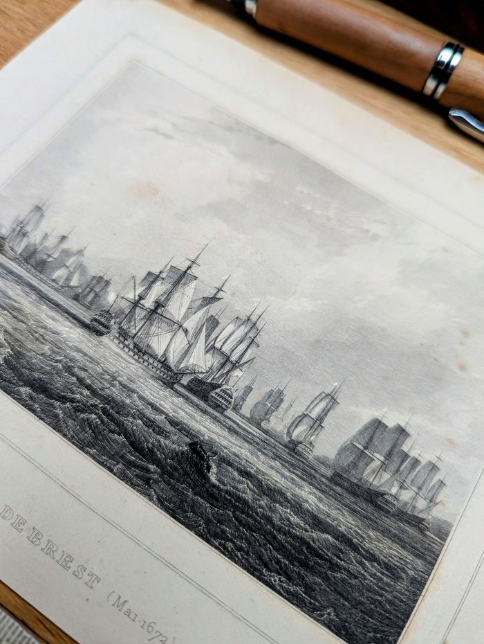 Imprimée en 1848, la rade de Brest, Finistère. Original Vintage Authentique. - photo numéro 7