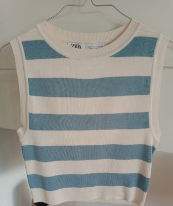 Top court rayé bleu/crème Zara