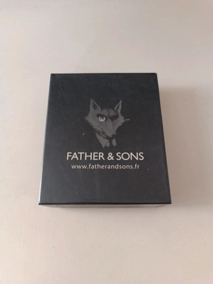 Portefeuille en cuir et coton father and son noir intérieur bleu marine. - photo numéro 2