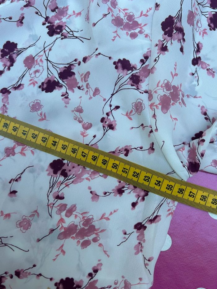 Chemisier à fleurs blanche vintage cerisiers - taille 42 - photo numéro 9