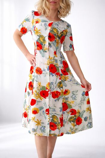 Robe longue fleurie vintage années 80 T38 R*103