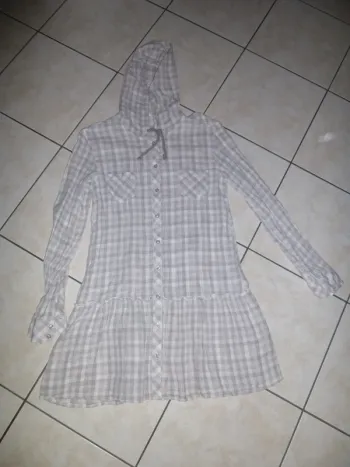 tunique chemisier long a carreaux taille M