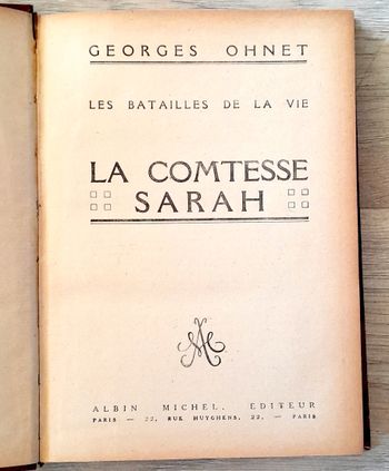 Georges Ohnet - les batailles de la vie, la Comtesse Sarah