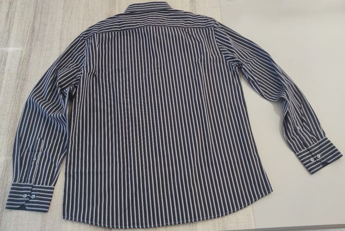 Chemise à manches longues pour homme marque Celio couleur noire à rayure blanche taille XL - photo numéro 6