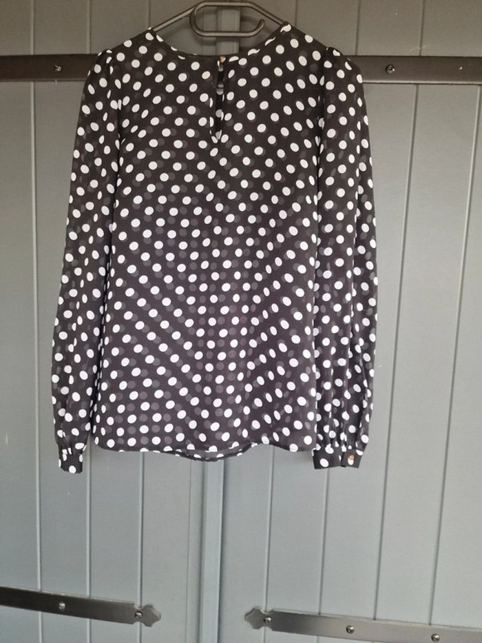 Blouse transparente noir a pois - photo numéro 2