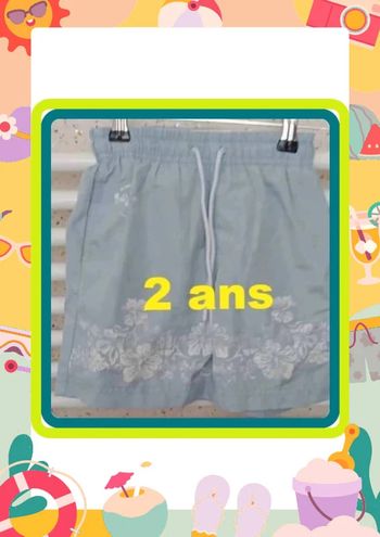 Maillot  de  bain  /  Short  de  bain  bleu clair  blanc  Dynawork  Taille  2  ans