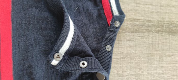 Pull homme XXL Tissaia bleu marine blanc rouge – 100 % coton – très bon état - photo numéro 10