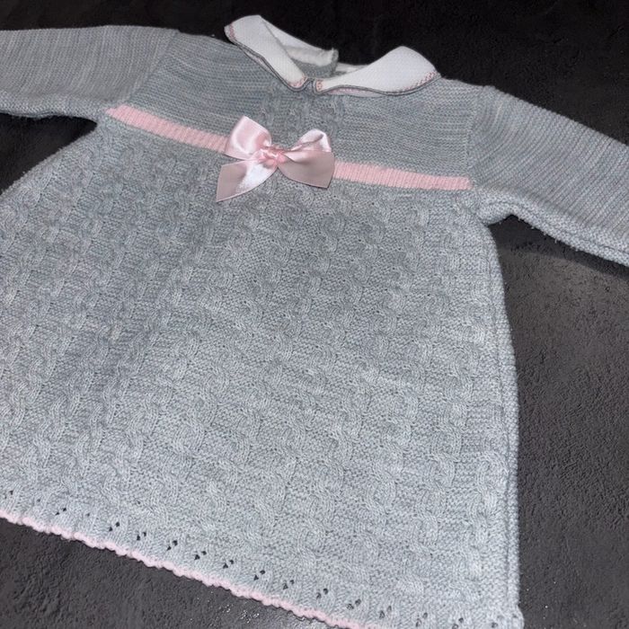 Robe fille grise noeud rose / 6 mois / Très bon état - photo numéro 2