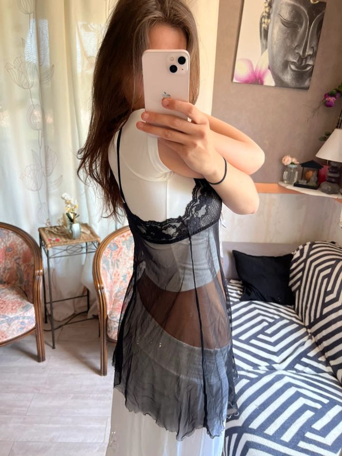 Top corset gothic bohème champêtre y2k 2000yer country dentelle noeud vintage - photo numéro 4