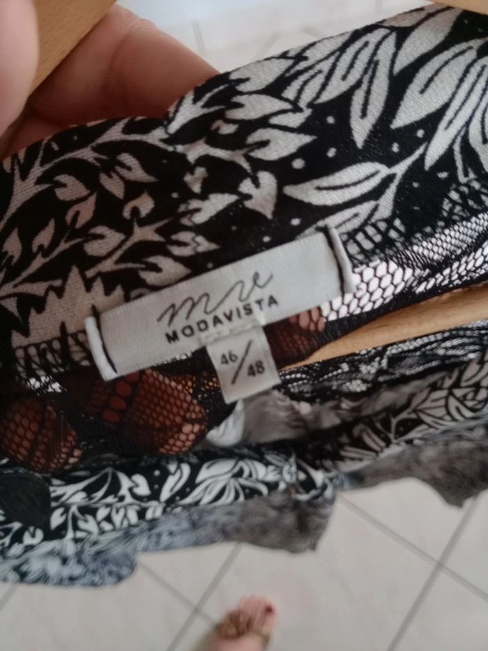 Blouse femme 46 48 noire et blanche dentelée c80 - photo numéro 12