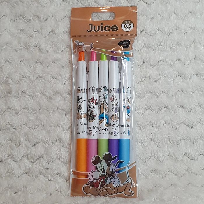 Stylo Japan Disney Store Juice Up Gel Pen 5pcs Set Mickey & Friends Latte