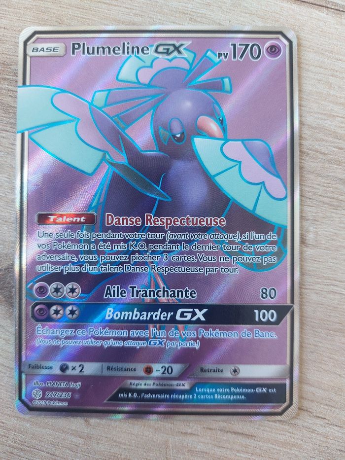 Carte pokemon Plumeline GX 217/236 Éclipse cosmique