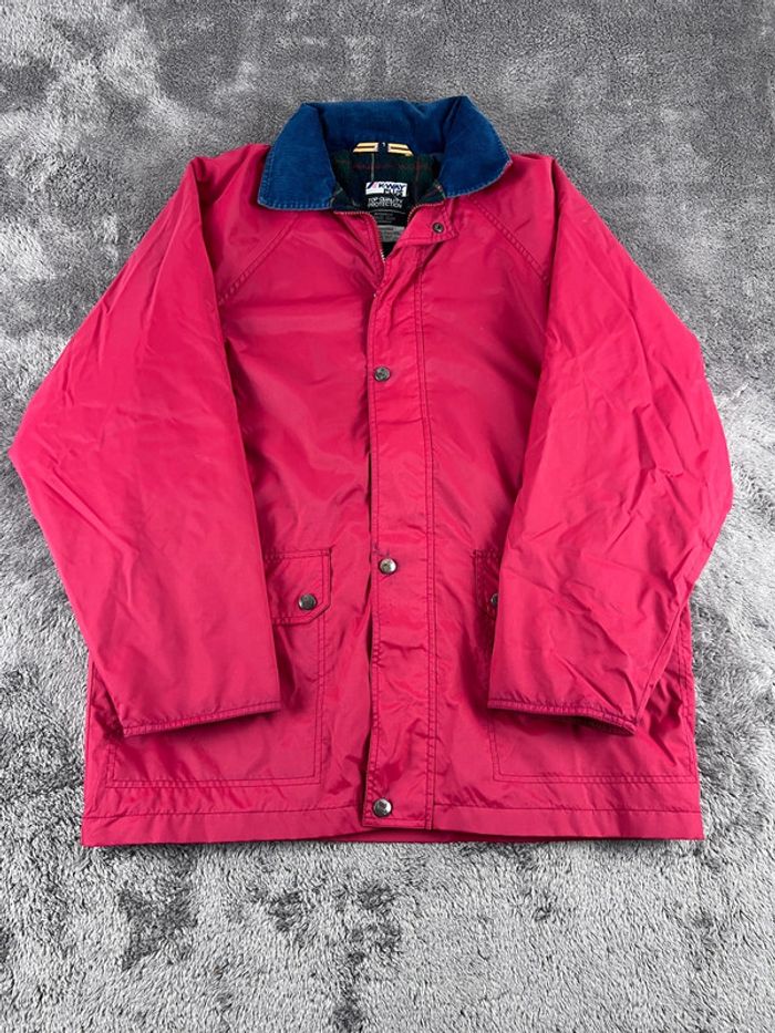 K-Way Manteau Imperméable Rouge Taille L – Col Velours Vintage