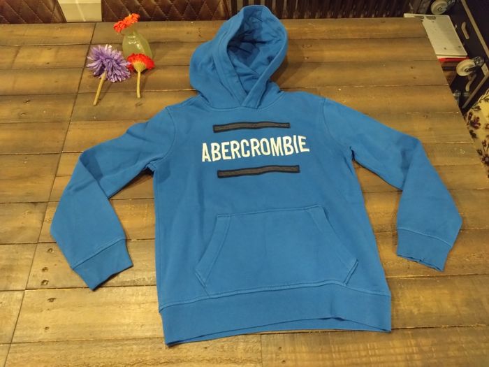 Sweat Abercrombie Kids bleu électrique – Garçon 9/10 ans – À capuche – coton