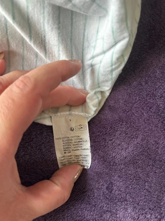 T-shirt manches courtes garcon en coton blanc rayé et palmiers Kiabi taille 3ans - photo numéro 5