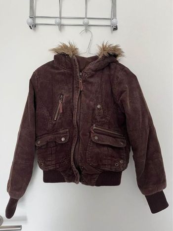 Manteau Cours Doublé Marron Fille